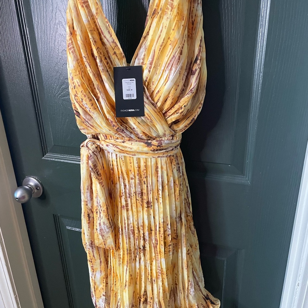 Fashion Nova Yellow Backless Jumpsuit